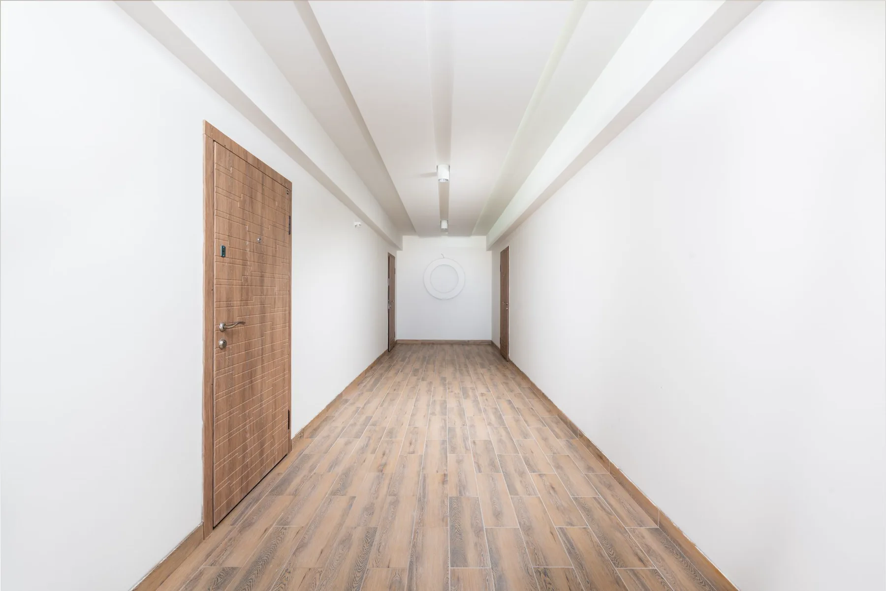 Finished door frames in a hallway
