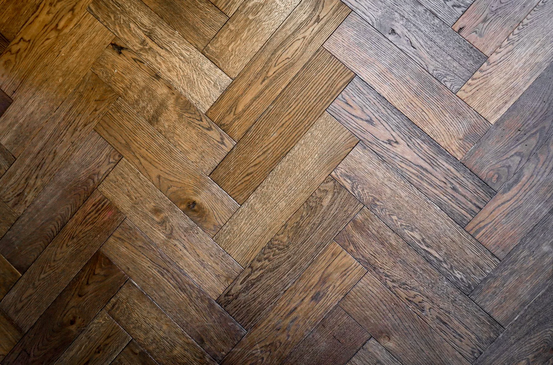Classic timber parquet herringbone layout
