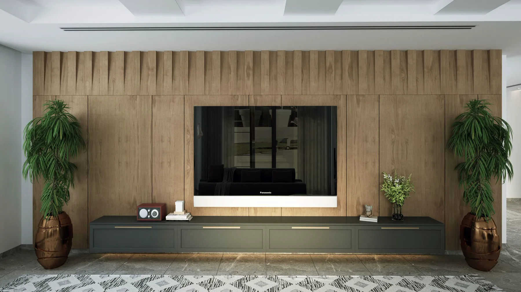 Wood feature wall interior